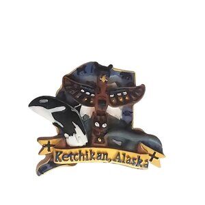 Ketchikan Alaska Totem Pole Whale Refrigerator Resin Magnet Souvenir